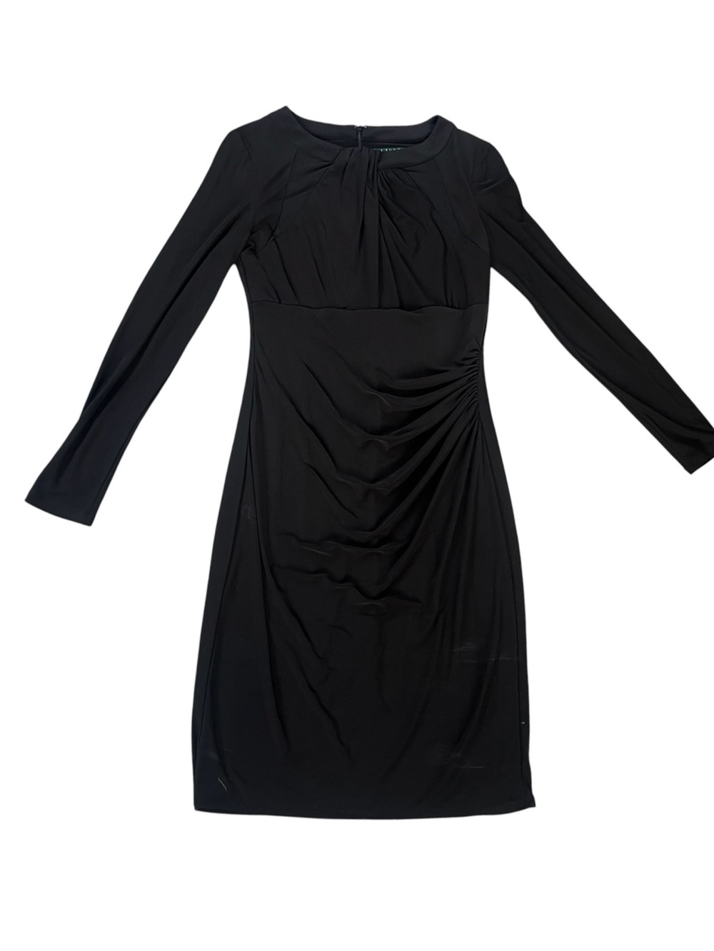 Lauren Ralph Lauren Black Long-Sleeve Ruched Sheath Dress